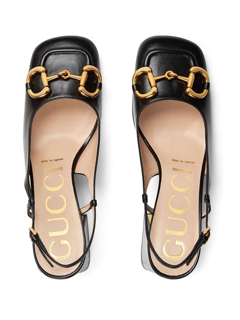 gucci baby leather bit slingback platform pumps|Gucci horsebit leather slingback pumps.